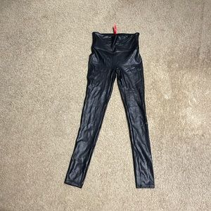 Spanx faux black leather leggings size small